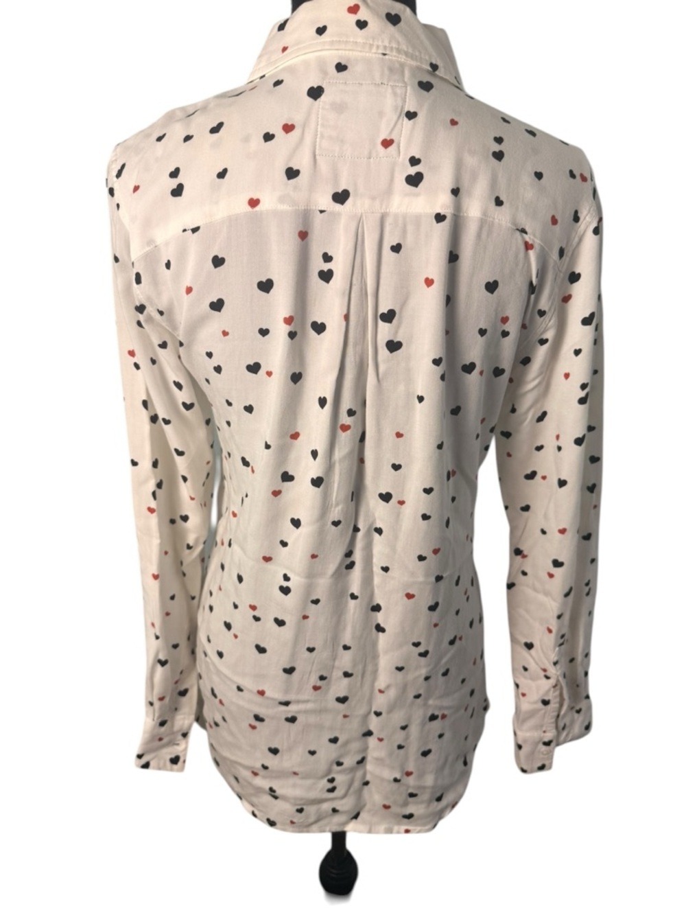 Rails | Rosci White Heart-Print Button-Down Blouse| Sz S - Picture 4 of 9